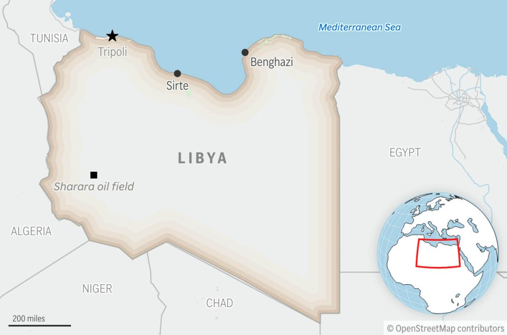 This is a locator map for Libya with its capital, Tripoli. (AP Photo)