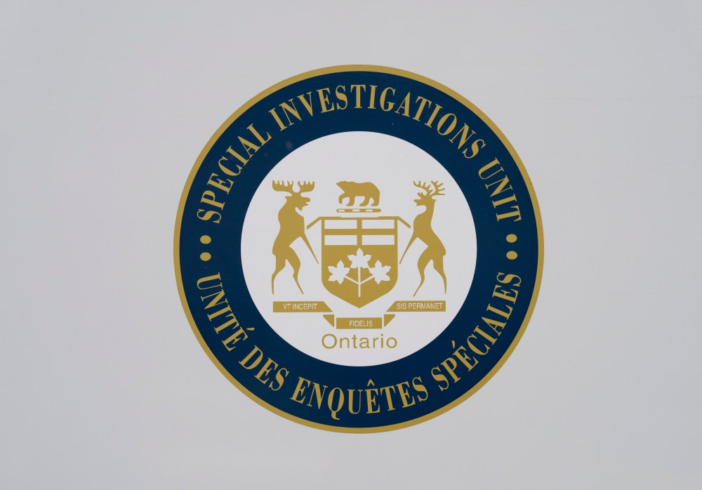 The logo of the Ontario Special Investigations Unit is pictured in Toronto on Friday, April 12, 2024. THE CANADIAN PRESS/Arlyn McAdorey