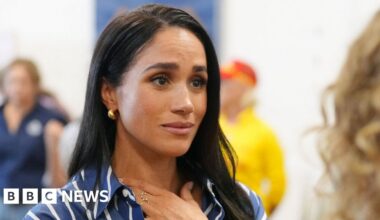 Meghan will not appear at public events during Harry UK trip - BBC