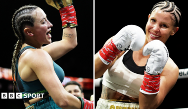 Jae Jones and Sheena Bathory celebrating wins in the ring