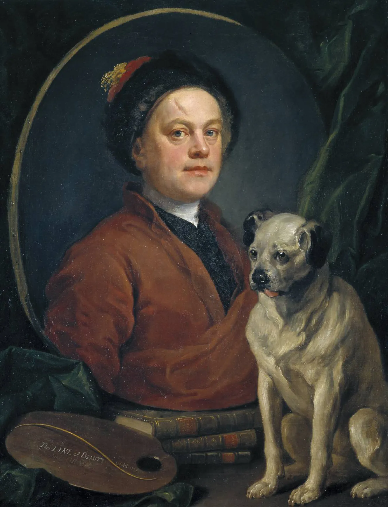 Painting of William Hogarth and his pug, Trump.