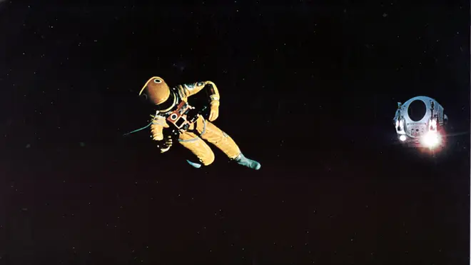 Gary Lockwood is a-floating in a most-a peculiar way in a scene from the film 2001: A Space Odyssey, 1968