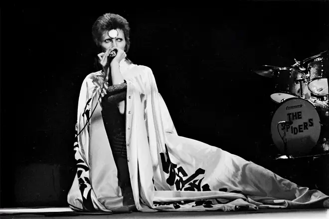 David Bowie performs onstage during his Ziggy Stardust at Earls Court in 1973