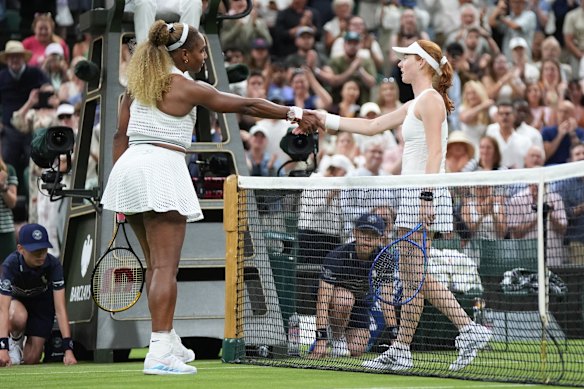 Australia’s Maya Joint (right) defeated tennis great Serena Williams in a round one match at Wimbledon this week.