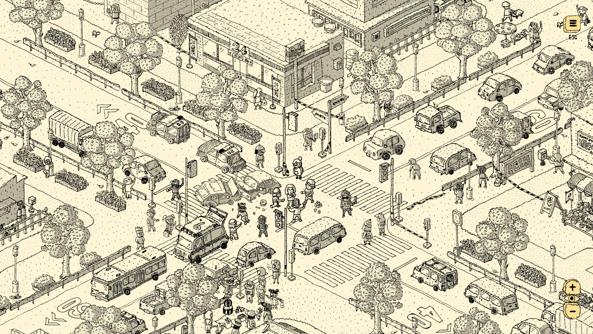 Artwork from hand-drawn indie game Finding Polka