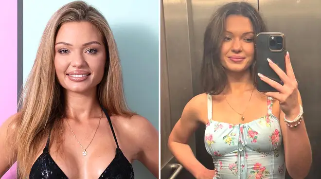 Love Island's Julia Mayska promo image and pictured posing in a mirror.