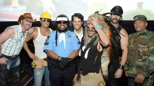 BEVERLY HILLS, CA - SEPTEMBER 26:  Drew Baldwin (C) with Chad Freeman, James Kwong, J.J. Lippold, Victor Willis, Angel Morales and Sonny Earl of Village People at the 2017 Streamy Awards at The Beverly Hilton Hotel on September 26, 2017 in Beverly Hills, California.  (Photo by Matt Winkelmeyer/Getty Images for dick clark productions)
