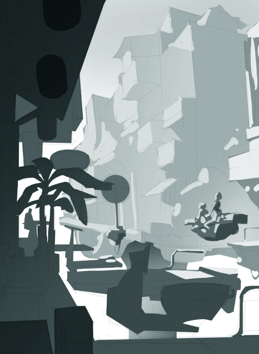 Digital sci-fi art based on an everyday real-world scene