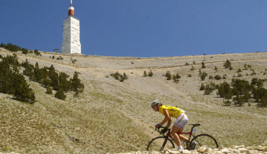 Nicole Cooke climbs Mont Ventoux, with the summit above her, during the fifth stage of La Grande Boucle F&eacute;minine Internationale in 2006.