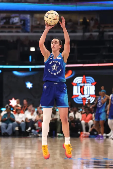 CHICAGO, ILLINOIS - JULY 25: Caitlin Clark #22 of Team Spoon shoots the ball against Team Coop during the second half in the 2026 AT & T WNBA All-Star Game at the United Center on July 25, 2026, in Chicago, Illinois. NOTE TO USER: User expressly acknowledges and agrees that, by downloading and/or using this photograph, User is consenting to the terms and conditions of the Getty Images License Agreement. (Photo by Geoff Stellfox/Getty Images)