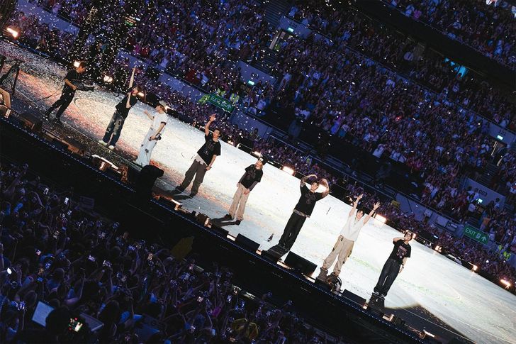 K-pop boy band BTS performs during its 'BTS WORLD TOUR 'ARIRANG' IN LONDON' at Tottenham Hotspur Stadium in London, where the group drew about 130,000 fans over two sold-out shows on July 6 and 7 (local time). Courtesy of BigHit Music