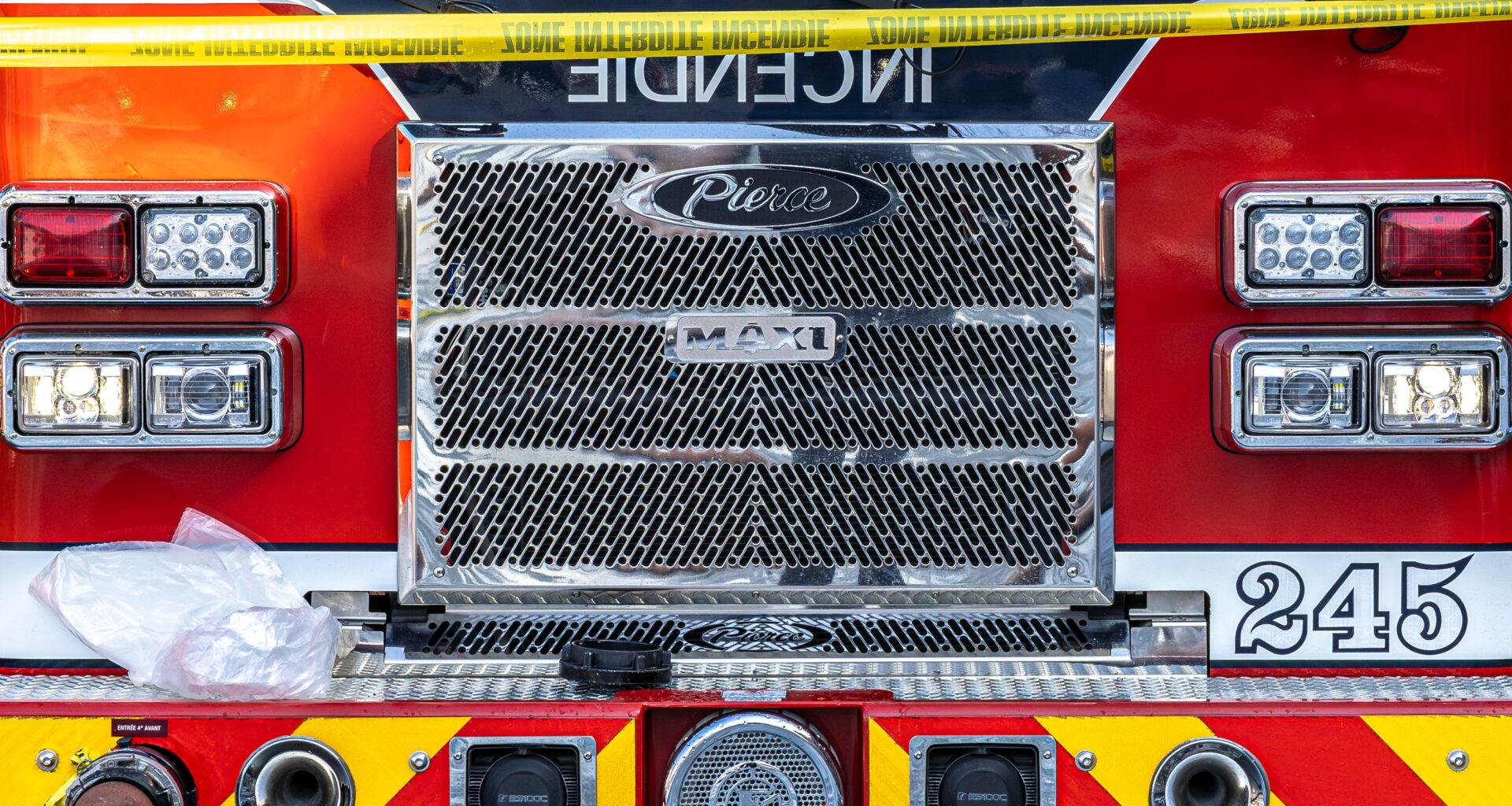 Closeup view of a fire truck