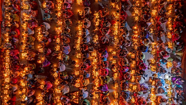 1st place: Azim Khan Ronnie, Bangladesh. Fasting Festival - Hindu devotees gather in Dhaka for Rakher Upobash, fasting and praying with incense and oil lamps to honour Baba Lokenath.