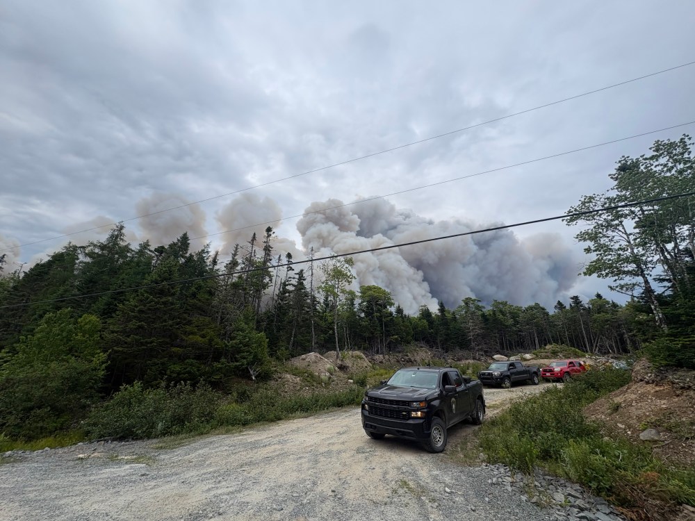 Smoke from the Mooseland Road wildfire, about 100km northeast of Halifax, is shown in this handout photo on Thursday, July 16, 2026. THE CANADIAN PRESS/Handout - N.S. Department of Natural Resources (Mandatory Credit)
