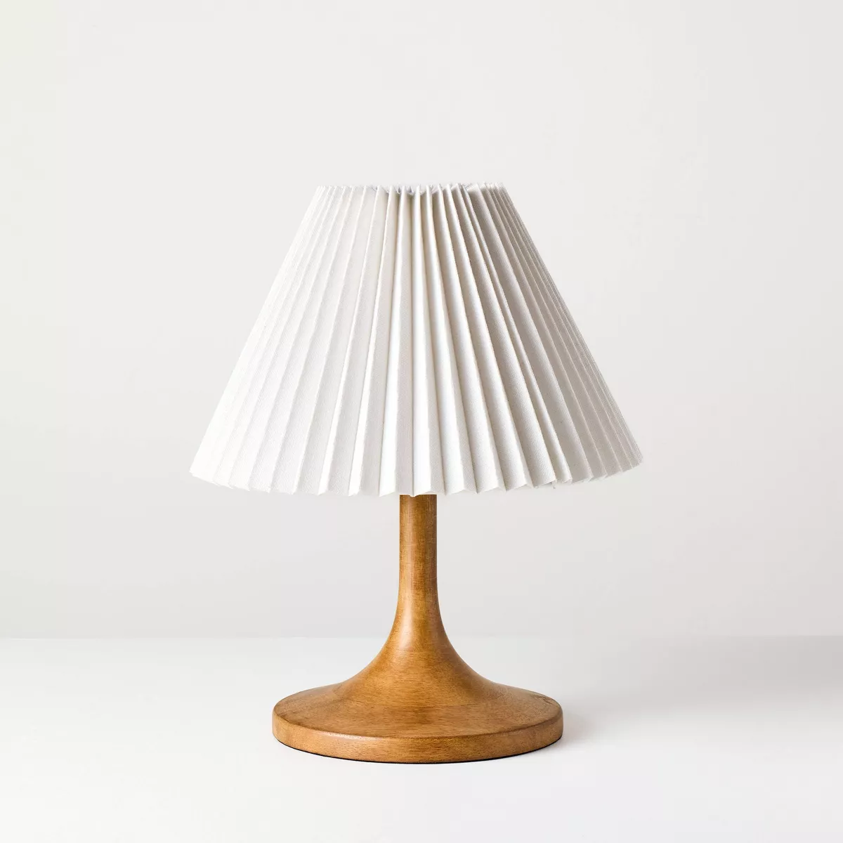 Wooden Mid Tone Lamp With Pleated Shade - Hearth &amp; Hand&trade; With Magnolia