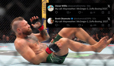 Brett Okamoto says identical prediction of potential Mayweather-McGregor fight was a joke with Oscar Willis
