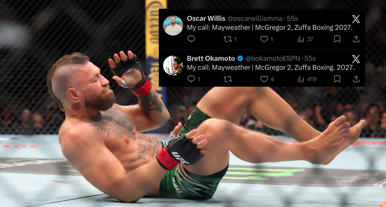 Brett Okamoto says identical prediction of potential Mayweather-McGregor fight was a joke with Oscar Willis