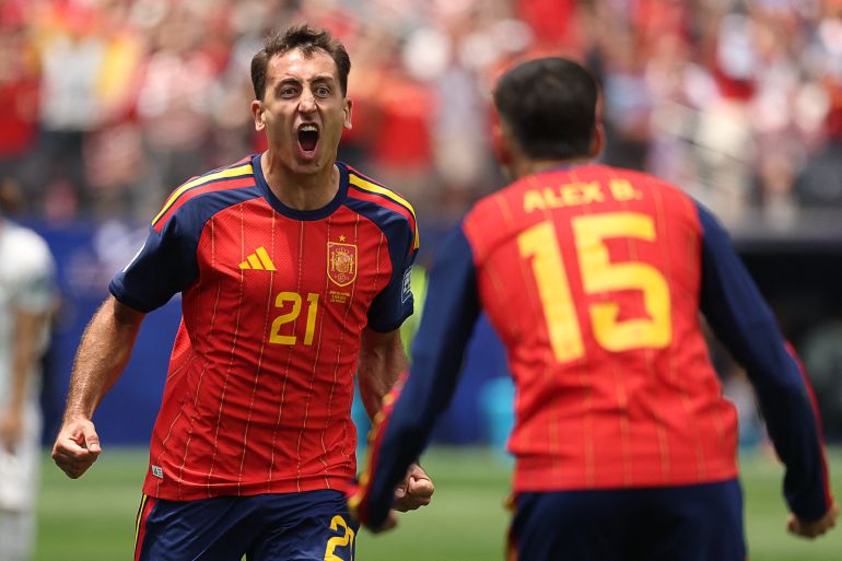 Mikel Oyarzabal reacts.