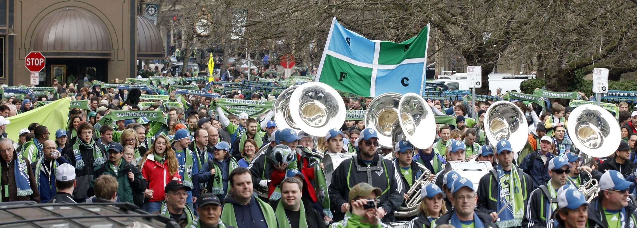 The Seattle Sounders march to the march in March 2009