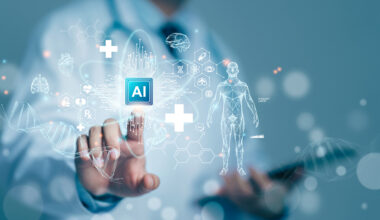 A doctor using AI tech