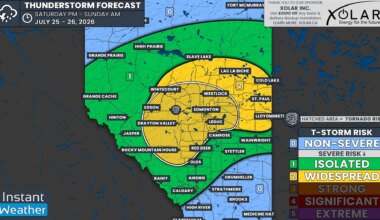 Wildfire Smoke Could Hinder Severe Thunderstorm and Tornado Threat for Edmonton and Parts of Central & Northern Alberta Saturday