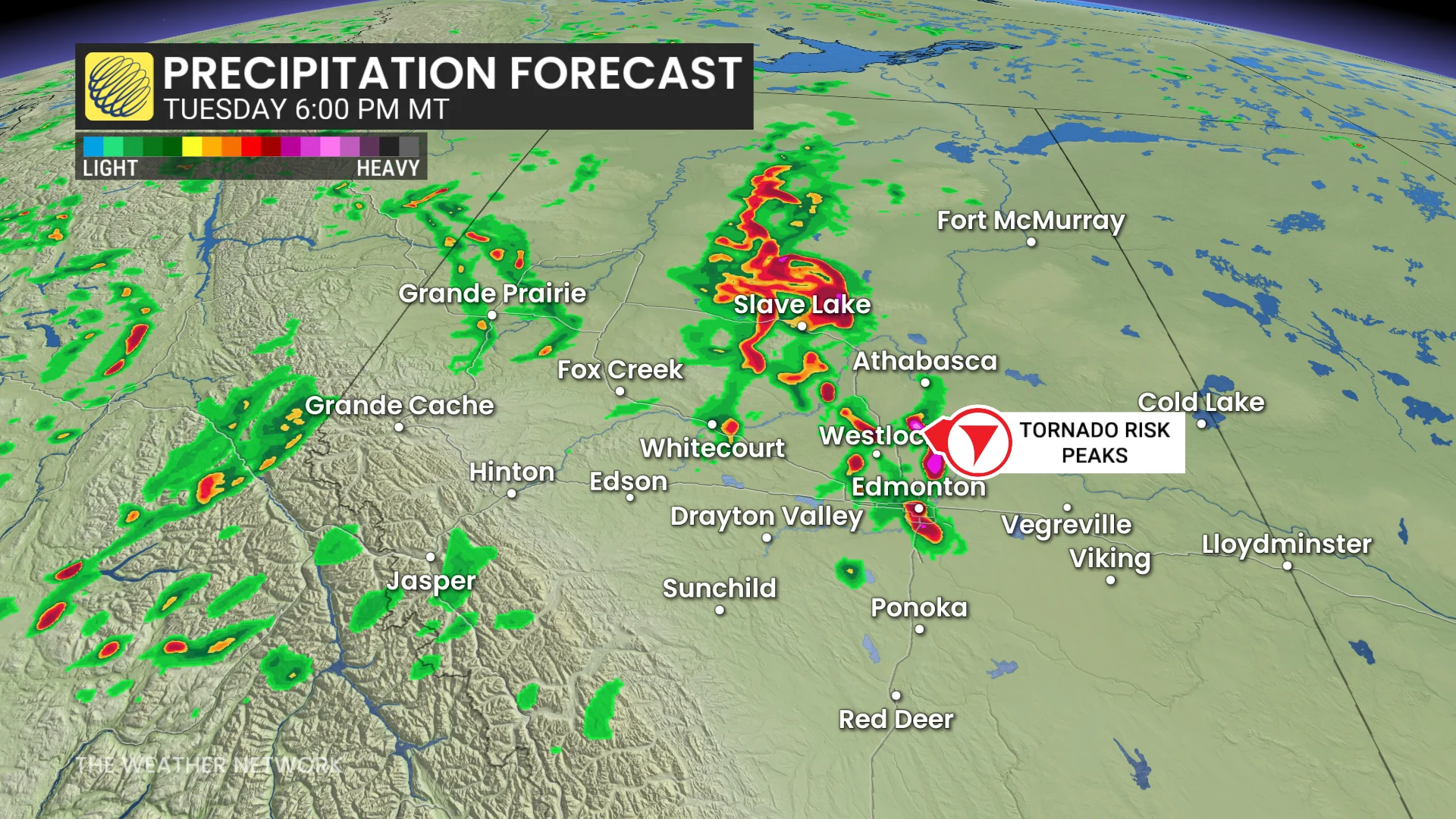 Alberta Tuesday evening forecast storms - July 28, 2026