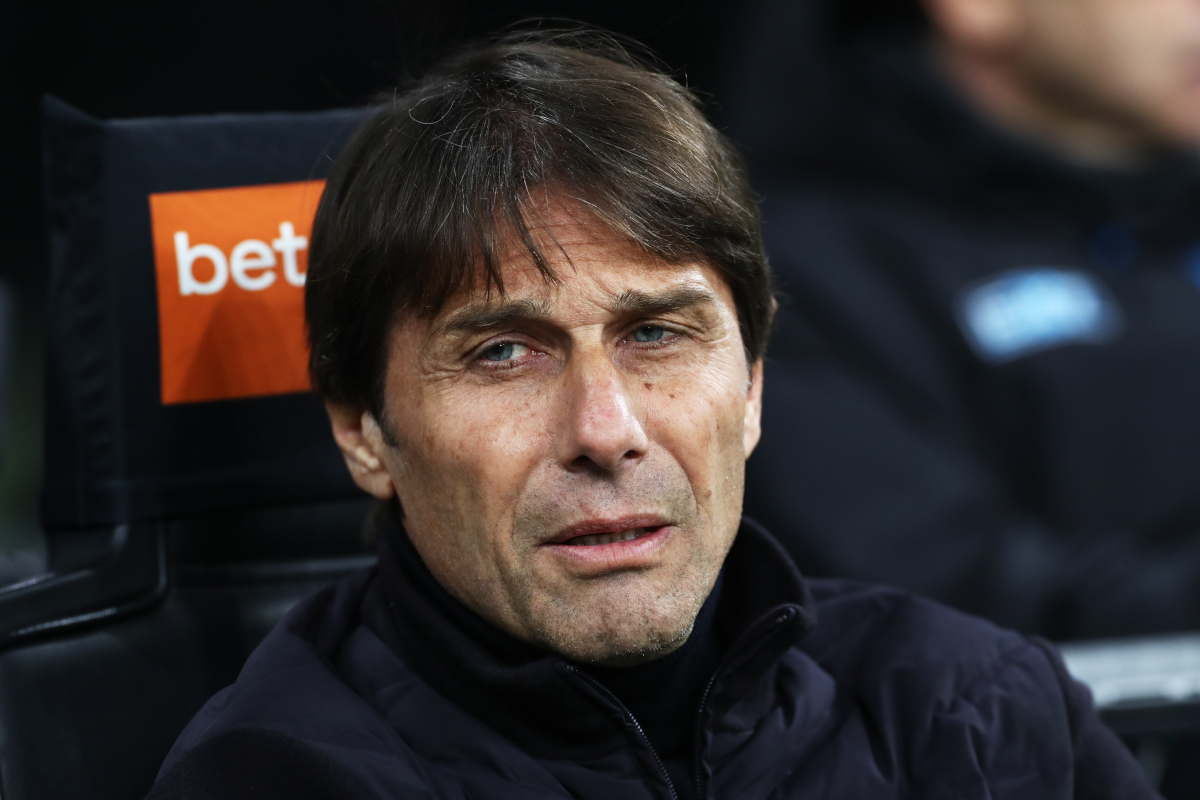 MILAN, ITALY - JANUARY 11: Antonio Conte, Head Coach of SSC Napoli, looks on prior to the Serie A match between FC Internazionale and SSC Napoli at Giuseppe Meazza Stadium on January 11, 2026 in Milan, Italy. (Photo by Marco Luzzani/Getty Images)