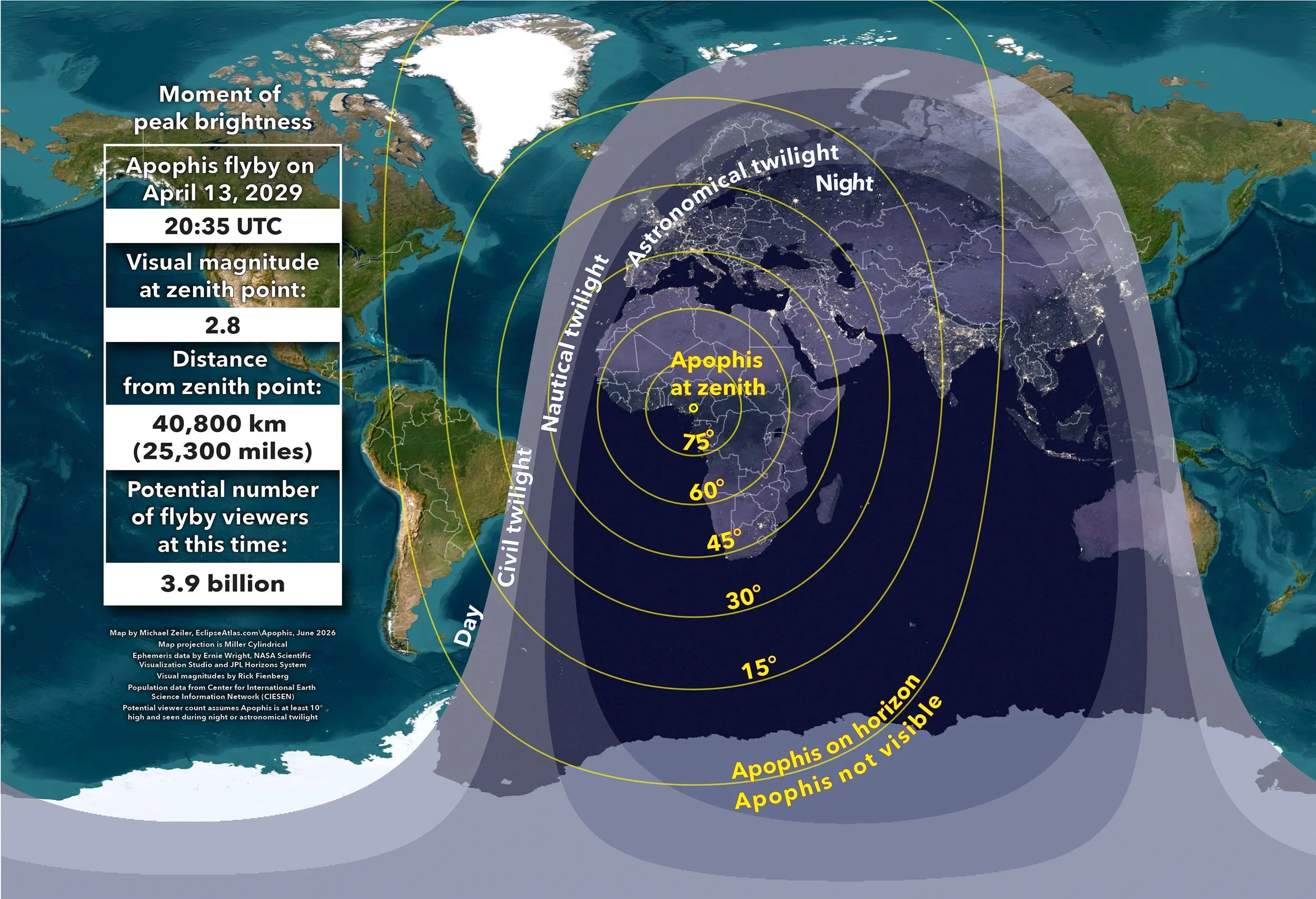 Apophis Peak Brightness Map - 2029 04 13 2035