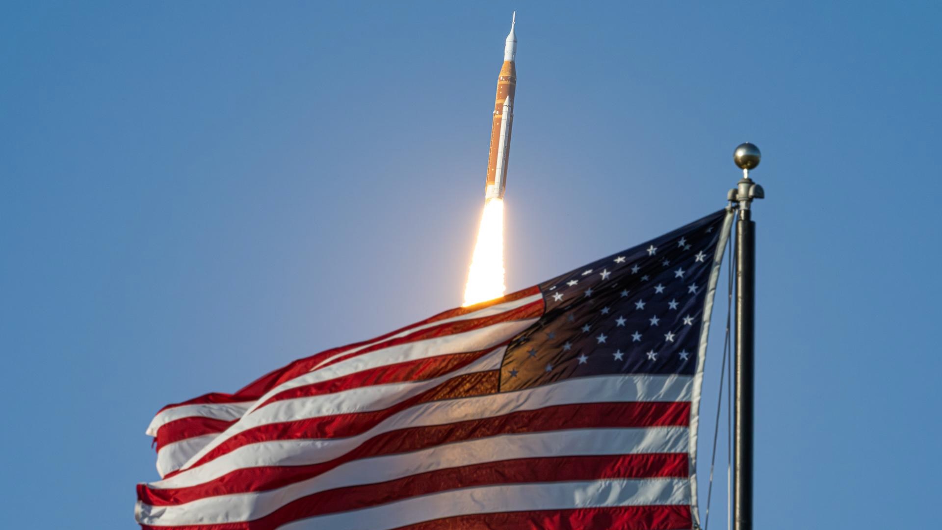NASA's Space Launch System rocket and Orion spacecraft launch on the Artemis 2 test flight on April 1, 2026, from Kennedy Space Center in Florida.