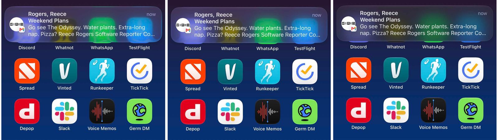 The “more clear” setting makes icons under notifications almost glow with the Liquid Glass effect.