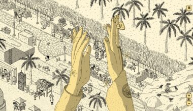 Artwork from hand-drawn indie game Finding Polka