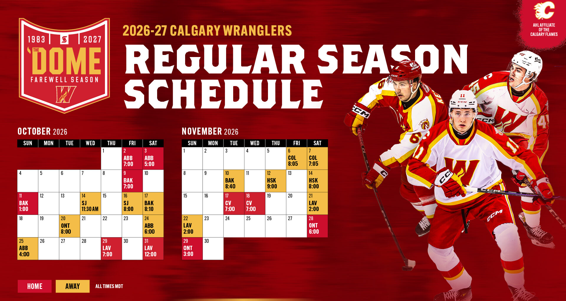 Calgary Wranglers Announce 2026-27 Regular Season Schedule