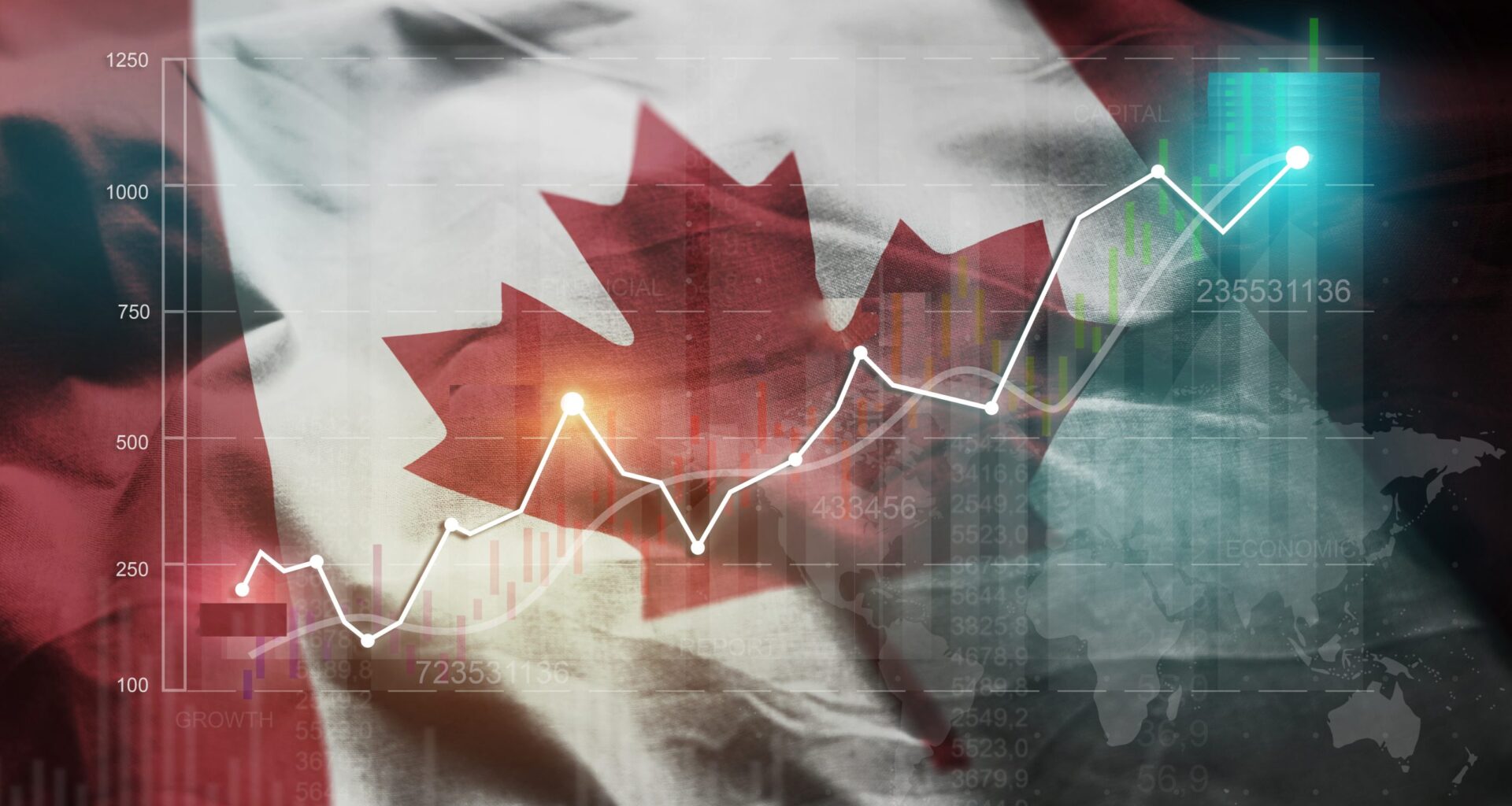 Canadian flag and chart