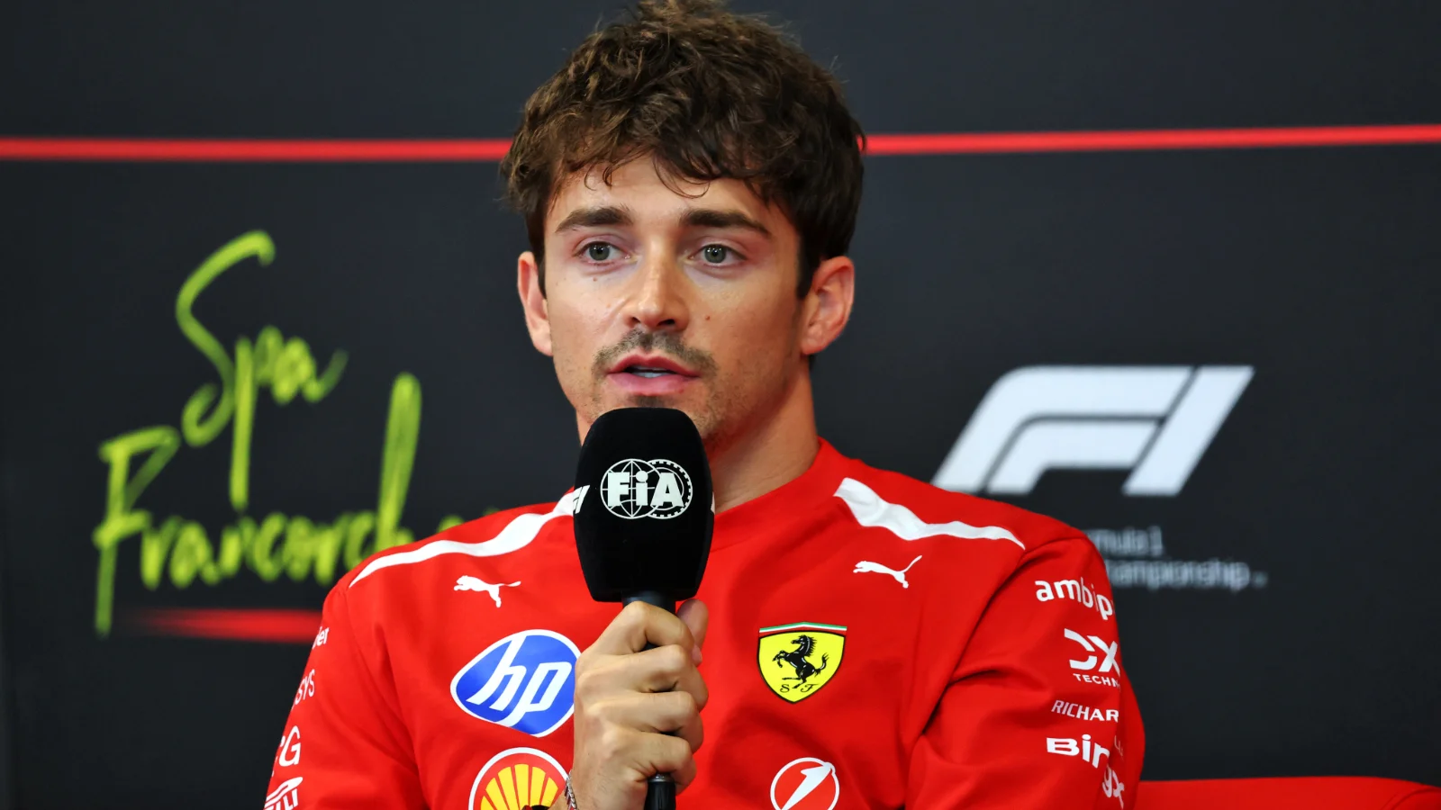 Charles Leclerc (MON) Scuderia Ferrari in the FIA Press Conference. 16.07.2026. Formula 1 World Championship, Rd 10, Belgian Grand Prix, Spa Francorchamps, Belgium, Preparation Day.