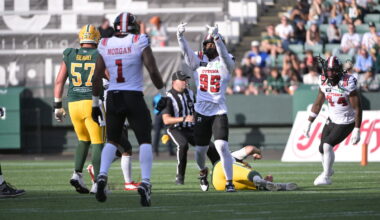 Double bird, double fine: Redblacks' Habakkuk Baldonado disciplined for obscene gesture, headbutt against Elks