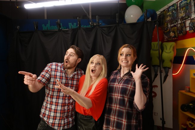 Barbara Crampton with Dead Meat's James. A Janisse and Chelsea Rebecca