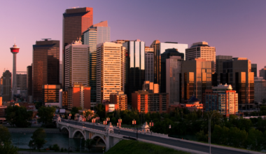 The Calgary skyline at sunrise