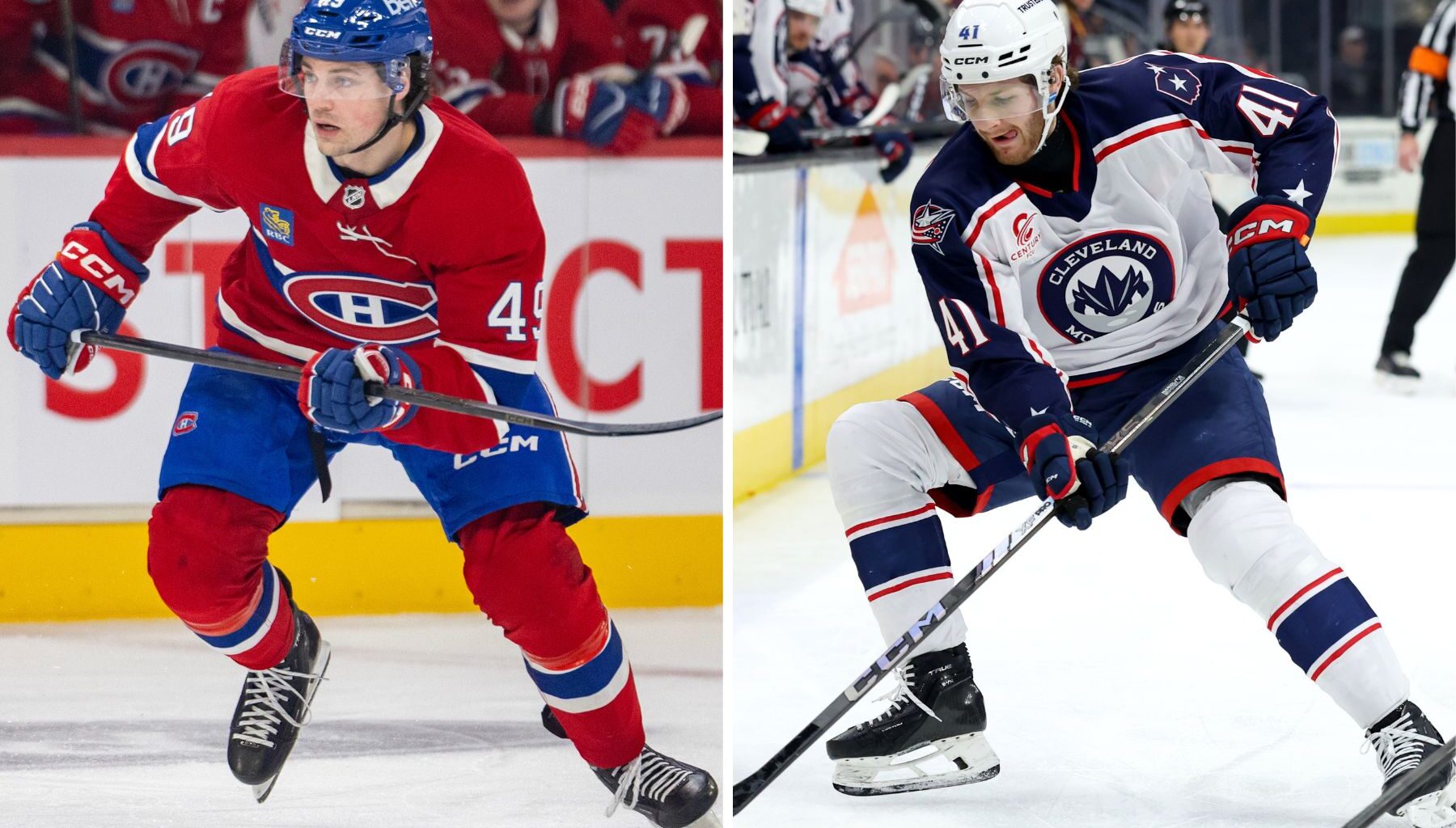 Jared Davidson (L) and Hunter McKown are expected to start the 2026-27 season in Laval (John Mahoney/Gazette and Frank Jansky/Icon Sportswire via Getty Images)