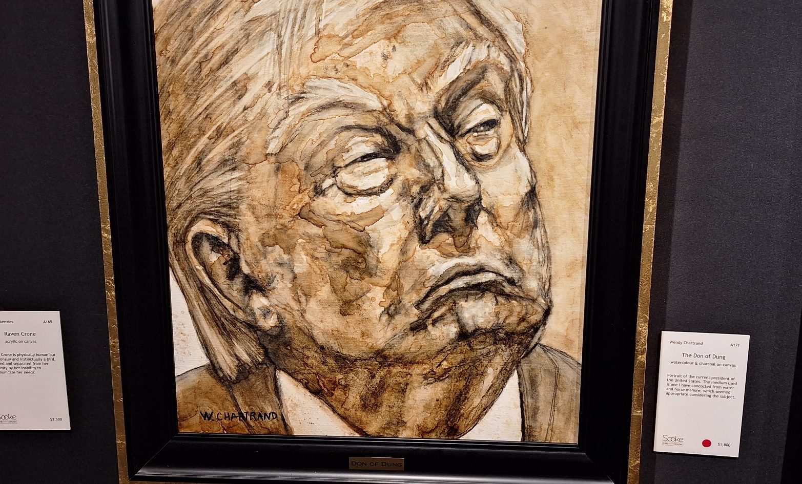 Portrait of Donald Trump made using horse manure sells for $1,800 in Sooke