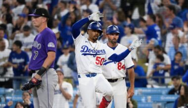 Mookie Betts delivers clutch two-strike hit in eighth as Los Angeles Dodgers beat Colorado Rockies
