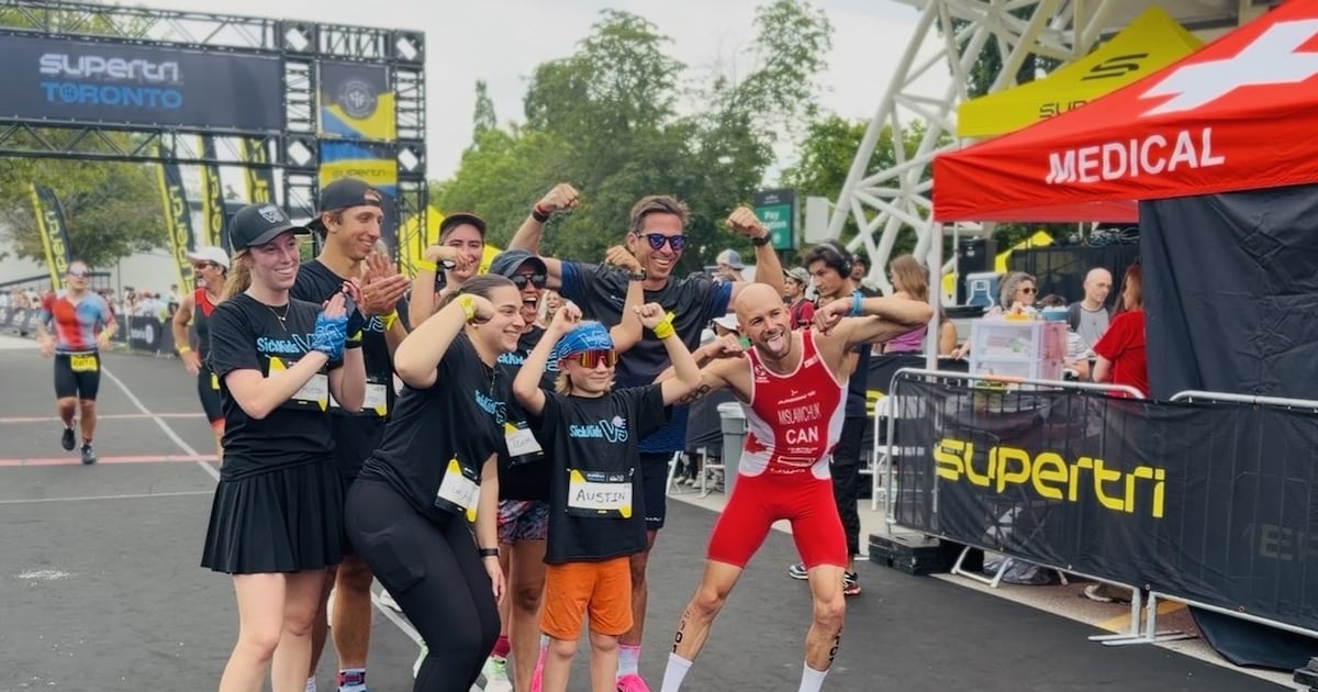 Toronto boy who nearly lost his feet to lawnmower finishes triathlon