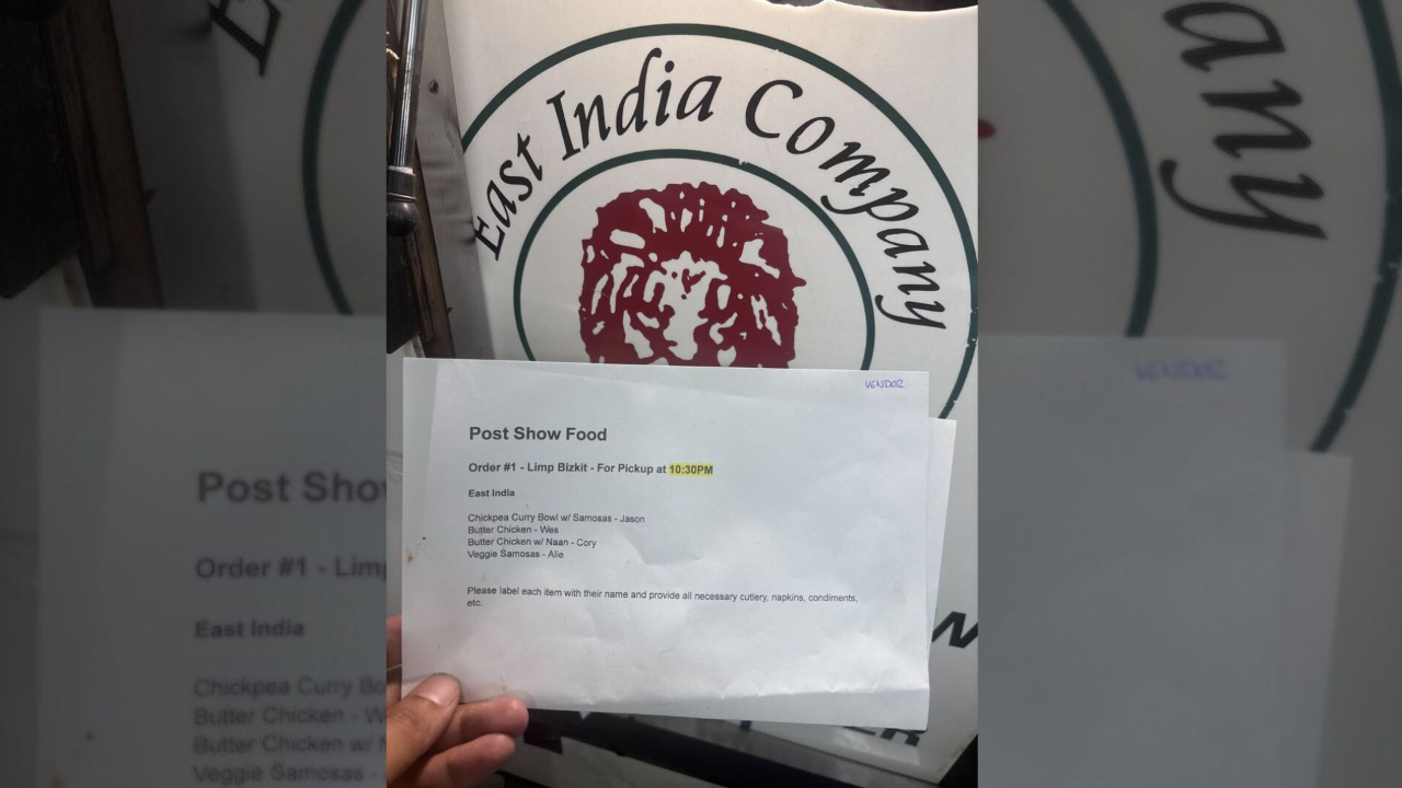 East India Company Restaurant provided the post-show meal for Limp Bizkit, after the band played at Ottawa Bluesfest on July 11, 2026. Photo by Nitin Mehra.