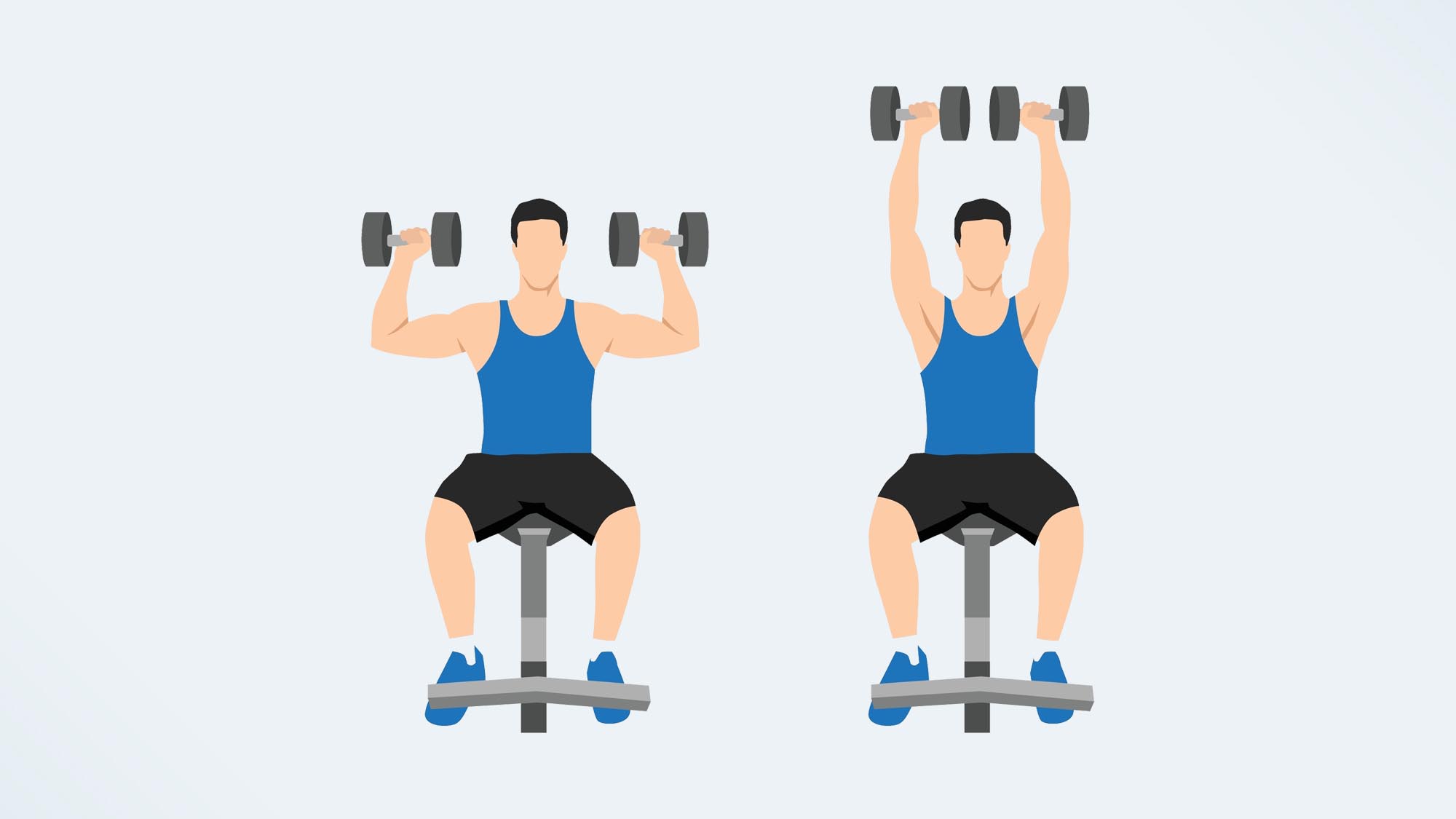 an illo of a man doing a seated shoulder press