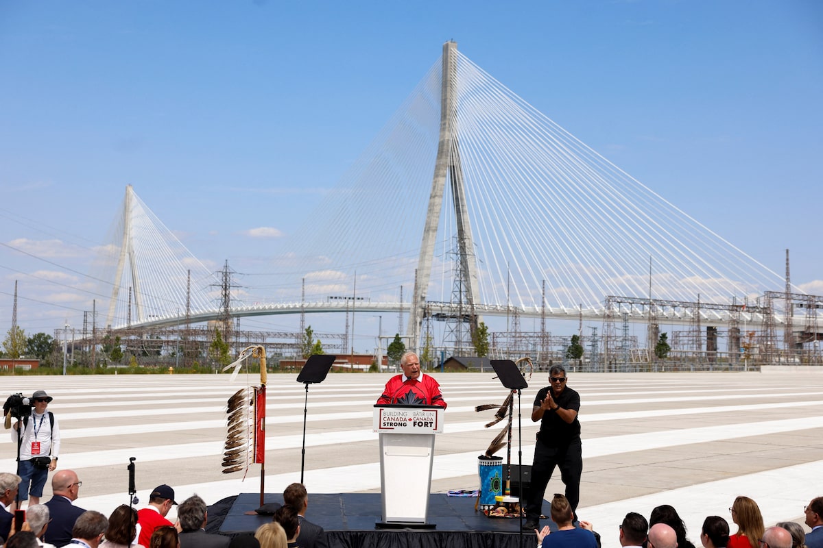 Canada marks opening of Gordie Howe bridge without U.S.