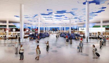 A computer rendering of the proposed renovation of Logan airport's Terminal C.