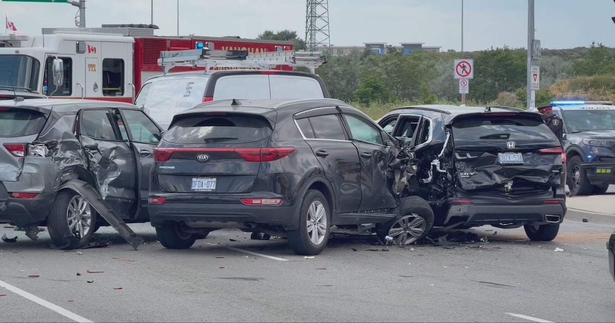 Vaughan 9-vehicle collision: 6 injured, one arrested