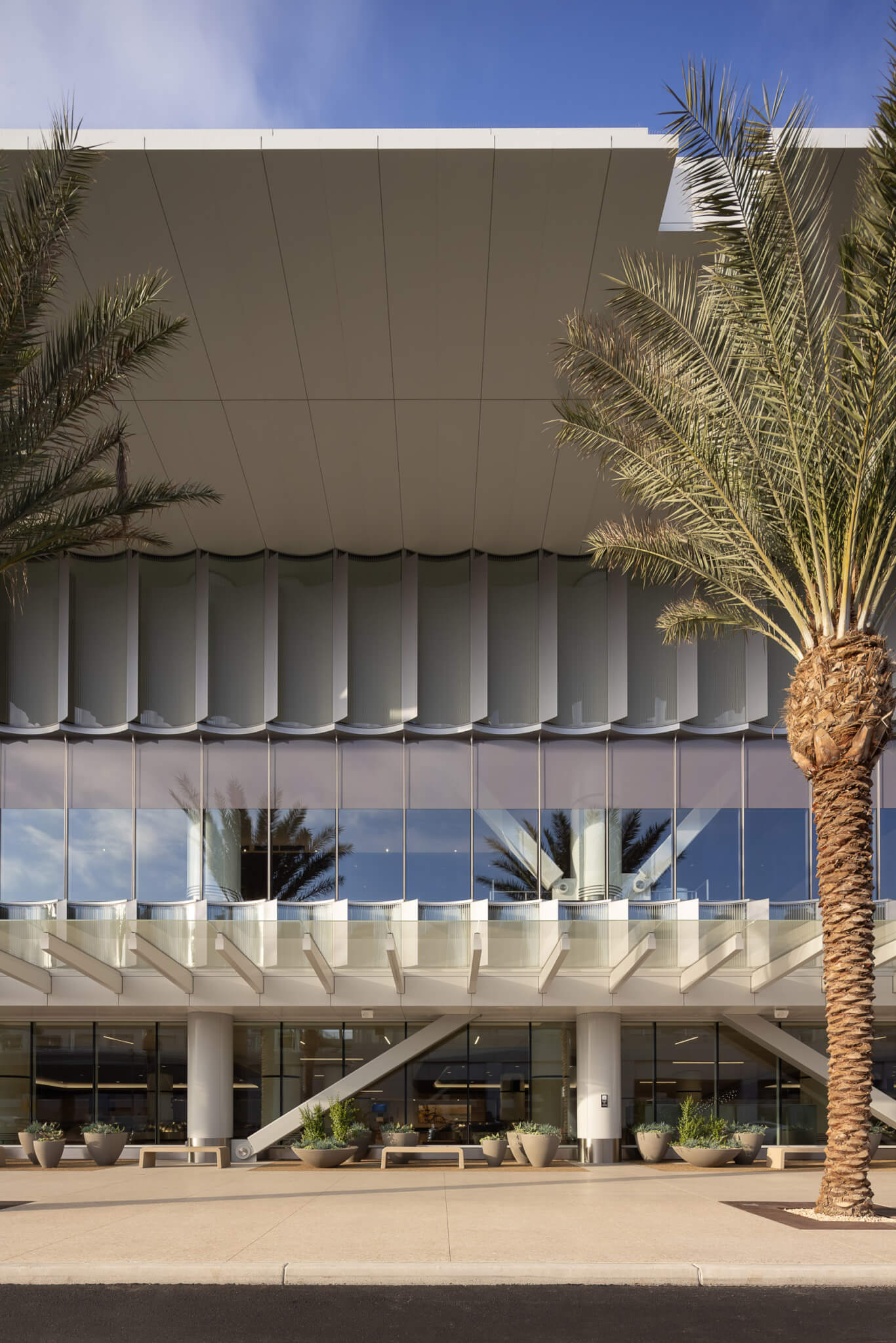 Luminous Wave, a public art piece integrated into the facade of San Diego International Airport’s Terminal One