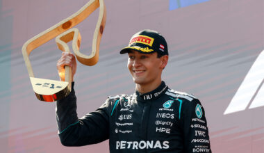 Austrian Grand Prix, Saturday, Wolfgang Wilhelm RUSSELL George (gbr), Mercedes AMG F1 Team W17, portrait podium celebration during the Formula 1 Austrian Grand Prix 2026, 8th round of the 2026 Formula One World Championship from June 26 to 28, 2026 on the Red Bull Ring, in Spielberg, Austria - Photo Alberto Vimercati / DPPI