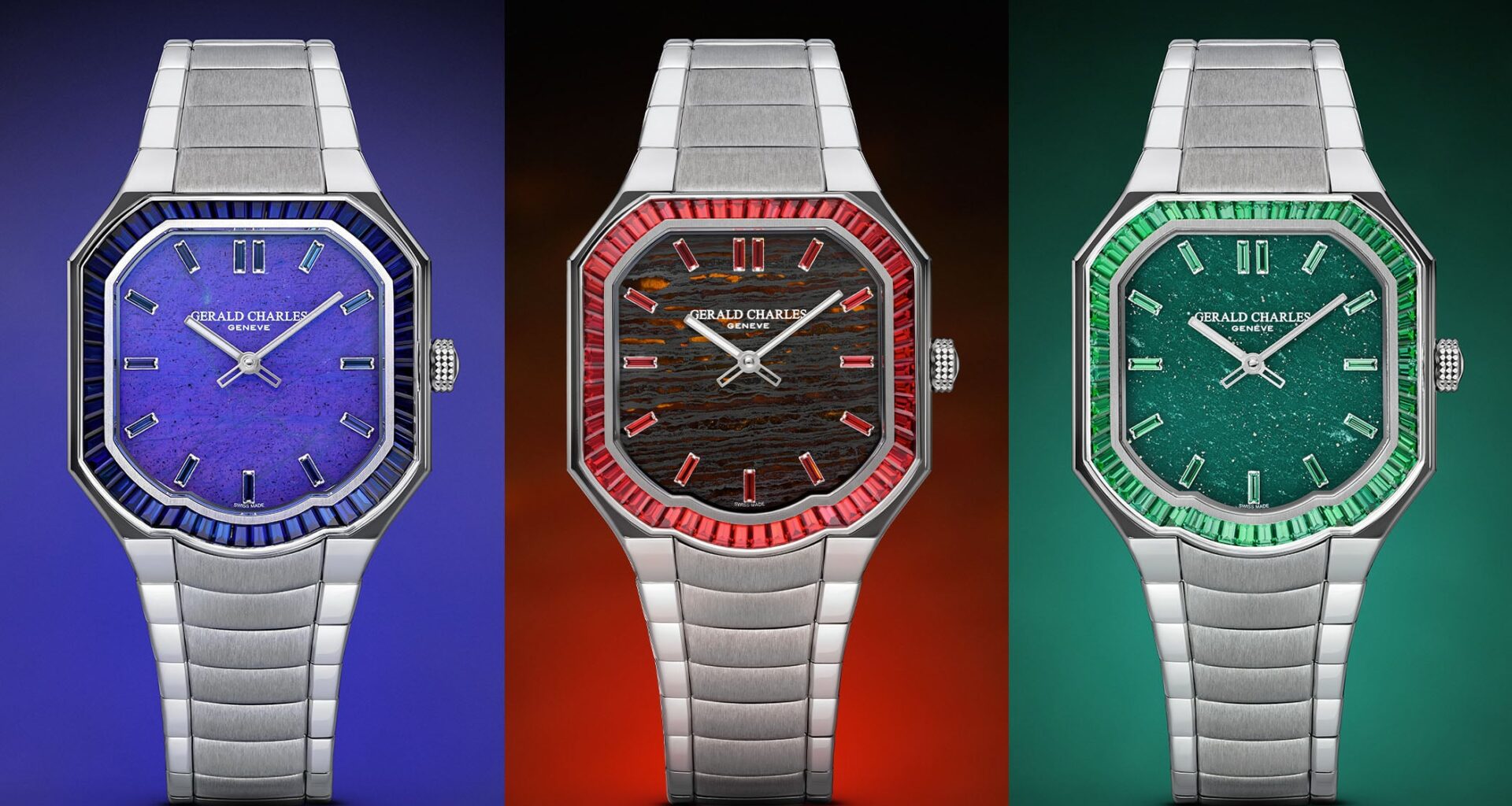 Introducing: Gerald Charles Releases a Trio of Gem Set Masterlink Models with Stone Dials