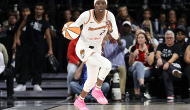 LAS VEGAS, NEVADA - OCTOBER 03: Kahleah Copper #2 of the Phoenix Mercury dribbles in the fourth quarter of Game One of the 2025 WNBA Playoffs finals against the Las Vegas Aces at Michelob ULTRA Arena on October 03, 2025 in Las Vegas, Nevada.